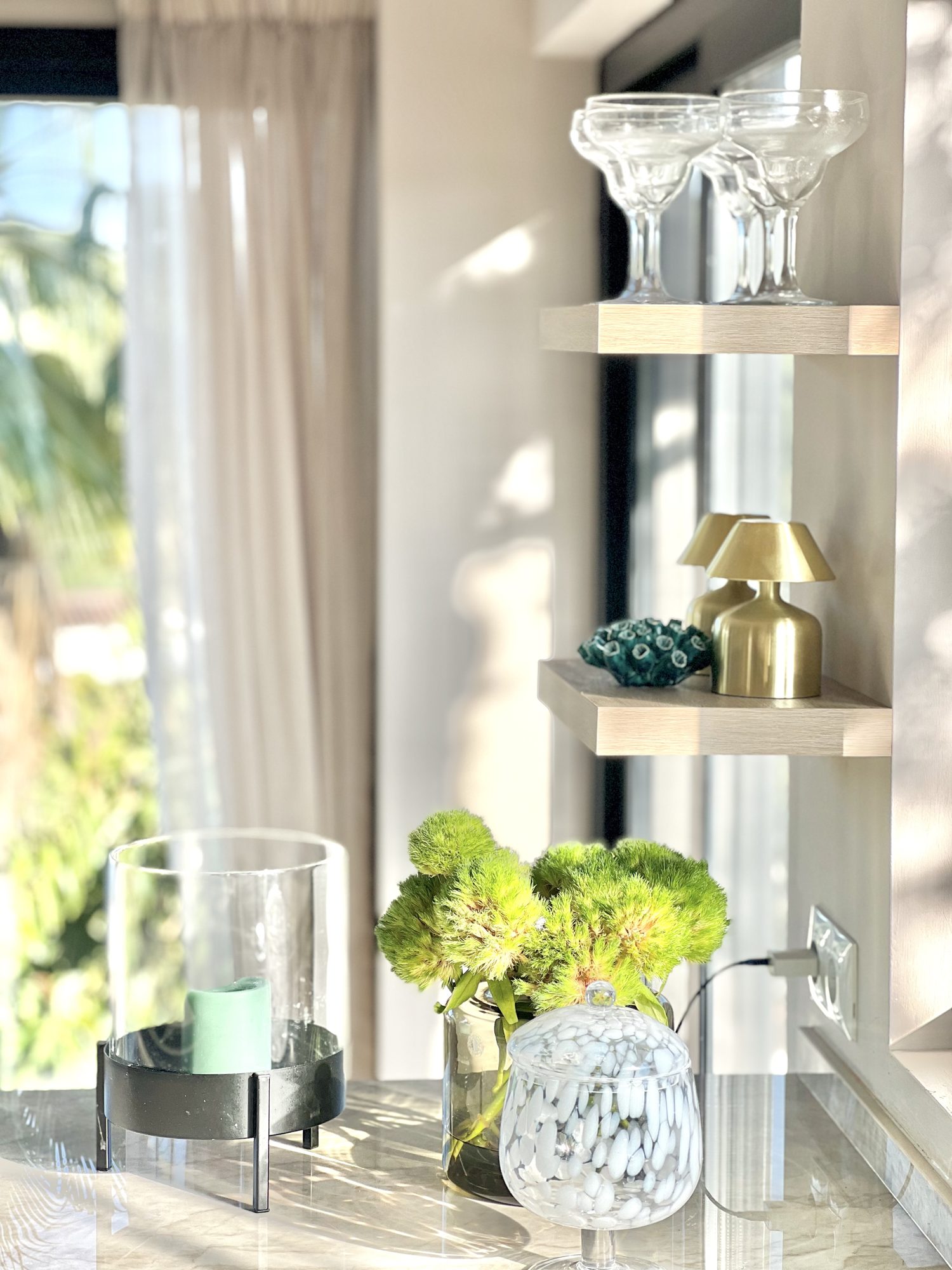 Ricmar — Details — brass, ceramic and linen, chosen to age well.